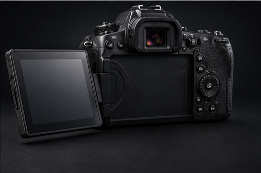 Rear view of the X1 with its vari-angle touchscreen flipped out to the side